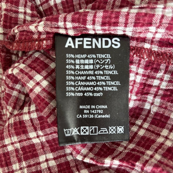 Afends Base Seersucker Mini Dress in Burgundy Check - Picture 7 of 7